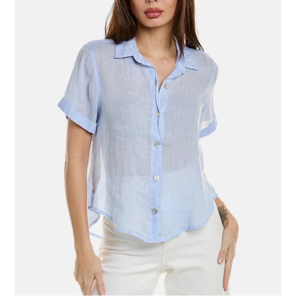 Bella Dahl 100% Linen Cuffed Short Button Down Shirt NWT